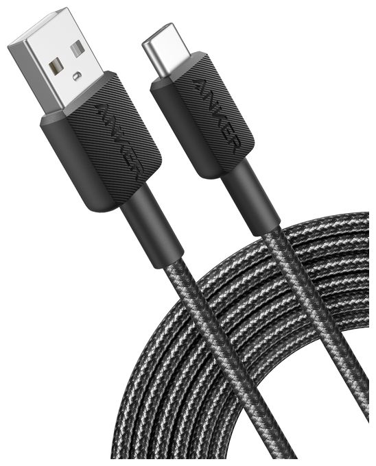 0,48 Gbit/s Stecker Rundkabel USB A auf USB C 1,8 m  322 (Schwarz) 