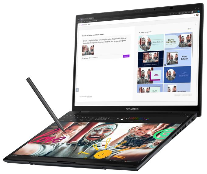 2K Ultra HD Notebook 35,6 cm (14 Zoll) 2880 x 1800 Pixel 2 TB SSD Windows 11 Pro Intel Core Ultra 9 max. 5,4 GHz  Zenbook 14 Duo Oled UX8406CA-PZ068X (Grau) 