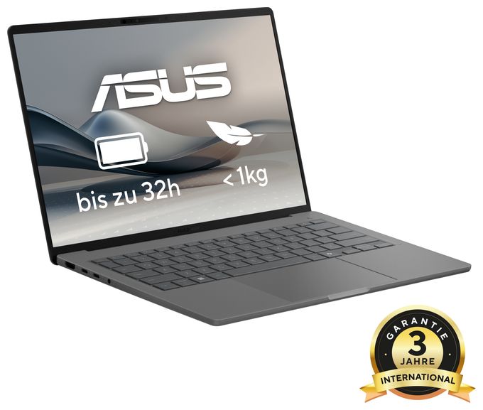WUXGA Notebook 35,6 cm (14 Zoll) 1920 x 1200 Pixel 1 TB SSD Windows 11 Home Qualcomm Snapdragon max. 2,97 GHz  Zenbook A14 UX3407QA-QD496W Copilot+ (Grau) 
