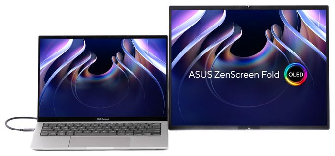 Quad HD Monitor 43,9 cm (17.3 Zoll) 4:3 0,2 ms 350 cd/m²  ZenScreen Fold OLED MQ17QH (Silber) 