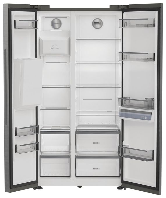 Side-by-Side Kühl-/ Gefrierkombination 375 l / 203 l 269 kWh NoFrost 1790 mm x 910 mm  SBSIWD90 Pearl (Gebürsteter Stahl) 