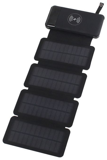 10000 mAh Powerbank Micro-USB + USB Type-C Kabelloses Laden  Solar 10 (Schwarz) 