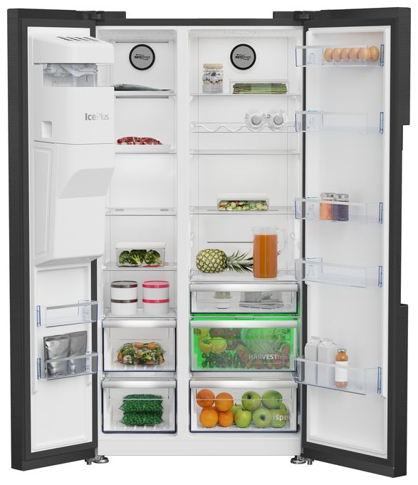 Side-by-Side Kühl-/ Gefrierkombination 368 l / 203 l 326 kWh NoFrost 1790 mm x 910 mm  GN162341XBRN (Schwarz) 