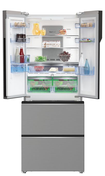 Side-by-Side Kühl-/ Gefrierkombination French Door 307 l / 174 l 383 kWh NoFrost 1920 mm x 760 mm  GNE490E30DZXPN (Edelstahl) 