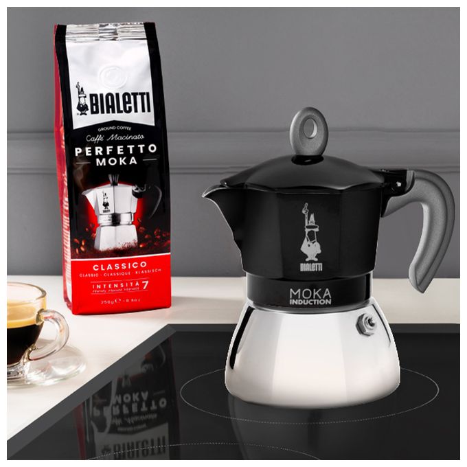 4 Tassen Filterkaffeemaschine  Moka Induction Espressokocher (Schwarz) 