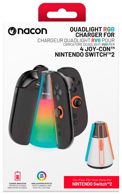 Ladestation Nintendo Switch 2  Quadlight RGB Charger für 4 Joy-Con Controller (Mehrfarbig) 