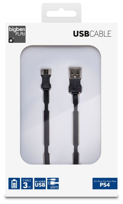 Stecker USB A auf Micro-USB B 3 m  PS4 Cable (Schwarz) 