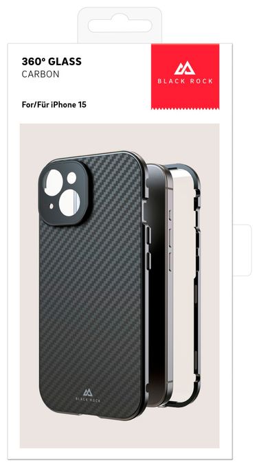 Rückseiten-/Bildschirmschutz Karbon, Faser, Metall, Gehärtetes Glas 9H für  Apple iPhone 15 Kratzresistent 221252 