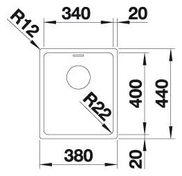 Edelstahl 1 Becken  ANDANO 340-IF Flächenbündige Spüle für 40 cm Unterschrank (Edelstahl) 