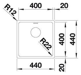 Edelstahl  ANDANO 400-IF Flächenbündige Spüle für 45 cm Unterschrank (Edelstahl) 