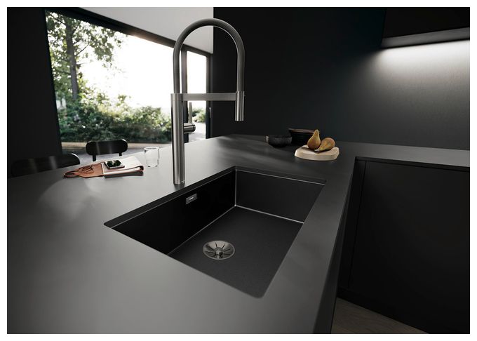 Edelstahl 1 Becken  CLARON 700-U Dark Steel Edition Unterbauspüle für 80 cm Unterschrank (Schwarz) 