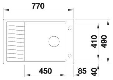 Silgranit 1 Becken  ELON XL 6 S-F Flächenbündige Spüle für 60 cm Unterschrank (Grau) 