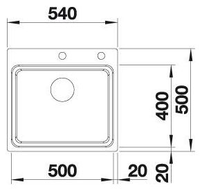 Edelstahl 1 Becken  ETAGON 500-IF/A Flächenbündige Spüle für 60 cm Unterschrank (Edelstahl) 