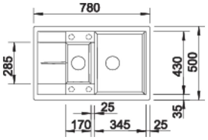Silgranit 2 Becken  METRA 6 S Compact Einbauspüle für 60 cm Unterschrank (Schwarz) 