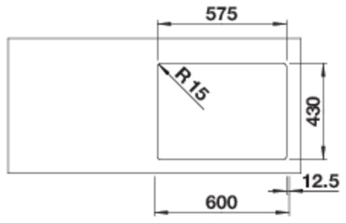 SOLIS 340/180-IF, Edelstahl Bürstfinish, ohne Ablauffernbedienung, ohne Zubehör, Becken rechts, 600 mm Untermaß 