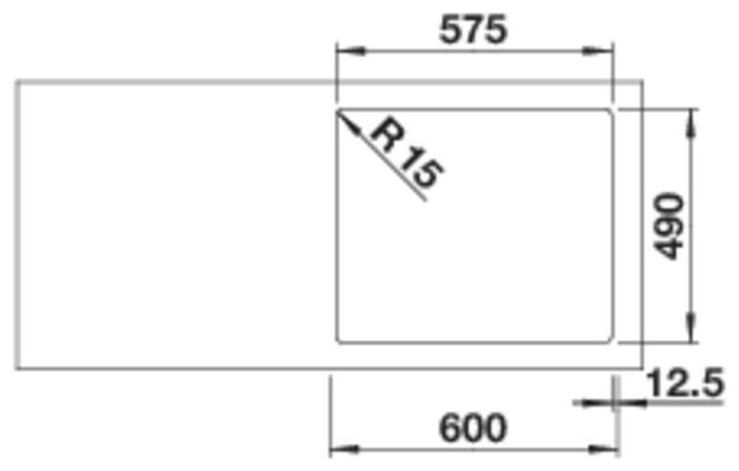 SOLIS 340/180-IF/A, Edelstahl Bürstfinish, mit Ablauffernbedienung, ohne Zubehör, Becken rechts, 600 mm Untermaß 