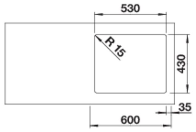 Edelstahl 1 Becken  SOLIS 500-IF Flächenbündige Spüle für 60 cm Unterschrank (Edelstahl) 