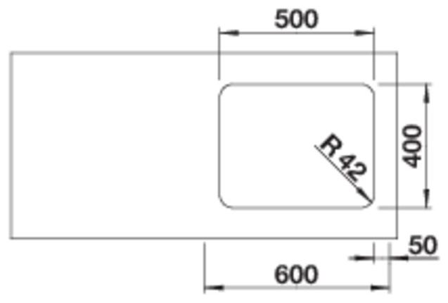 SOLIS 500-U, Edelstahl Bürstfinish, ohne Ablauffernbedienung, ohne Zubehör, keine Beckenlage, 600 mm Untermaß 