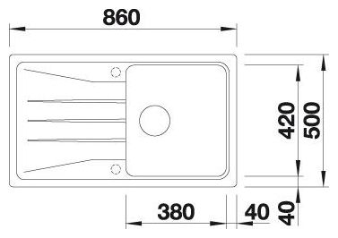 SONA 5 S, SILGRANIT, weiß, ohne Ablauffernbedienung, reversibel, 500 mm Untermaß 