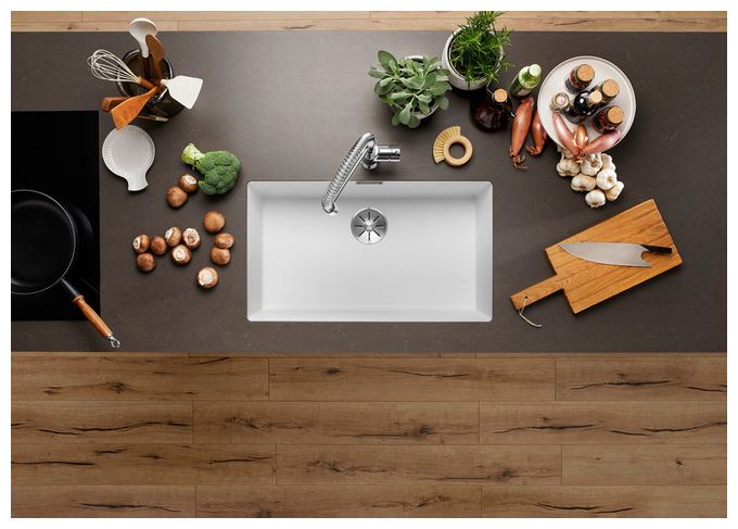 Silgranit 1 Becken  SUBLINE 700-U Unterbauspüle für 80 cm Unterschrank (Weiß) 