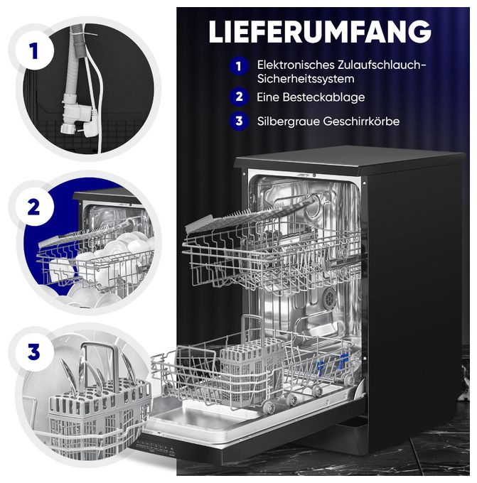 45 cm Geschirrspüler freistehend Leise 10 Maßgedecke GSP7418 