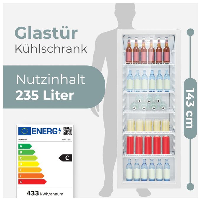 235 l Kühlschrank freistehend EEK: C 433 kWh Jahr  KSG7292 (Weiß) 