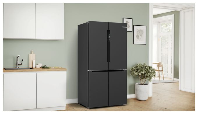 Side-by-Side Kühl-/ Gefrierkombination French Door 405 l / 200 l 333 kWh NoFrost 1830 mm x 910 mm  Serie 4 KFN96AXEA (Schwarz) 