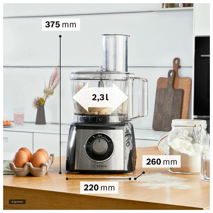 900 W Küchenmaschine 2,3 l  MCM3PM38S MultiTalent 3 Plus (Schwarz/Silber) 