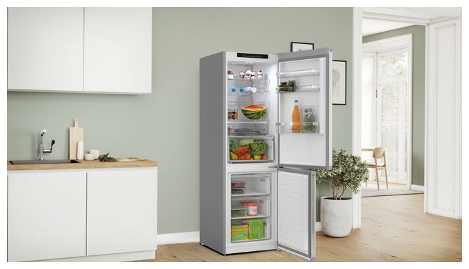 218 l / 103 l Kühl-Gefrierkombi freistehend NoFrost 111 kWh Jahr  Serie 4 KGN362LAF (Metallisch) 