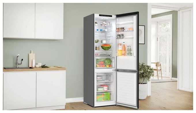 260 l / 103 l Kühl-Gefrierkombi freistehend NoFrost 162 kWh Jahr  Serie 4 KGN392XCF (Schwarz) 
