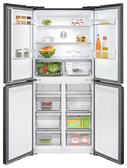 Side-by-Side Kühl-/ Gefrierkombination French Door 324 l / 223 l 322 kWh NoFrost 1895 mm x 855 mm  Serie 4 KMC85LEEA (Grau) 