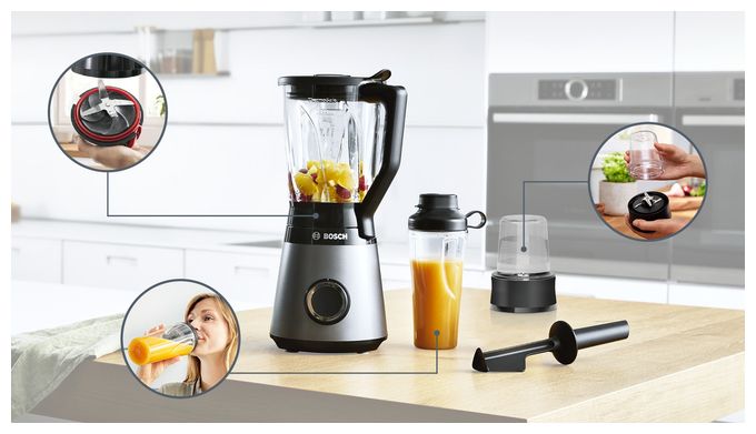 1,5 l Standmixer 2 Geschwindigkeiten 1200 W  Serie 4 MMB6177S VitaPower (Schwarz, Silber) 