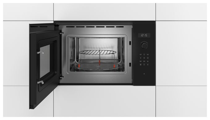 Einbau-Mikrowelle 900 W Größe: mittel 5 Stufen Grill (Schwarz, Edelstahl) Serie 6 BEL554MB0 