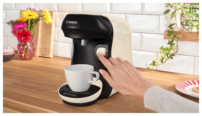 Kaffeekapsel Maschine  TAS107E Tassimo Happy friendly (Beige, Schwarz) 