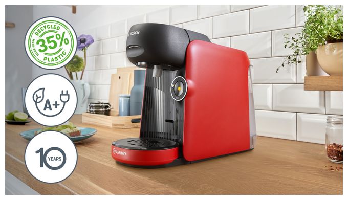 Kaffeekapsel Maschine  TAS163E Tassimo Finesse (Schwarz, Rot) 
