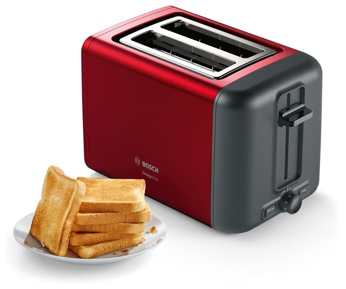Toaster 970 W 2 Scheibe(n)  TAT3P424DE DesignLine (Schwarz, Rot) 