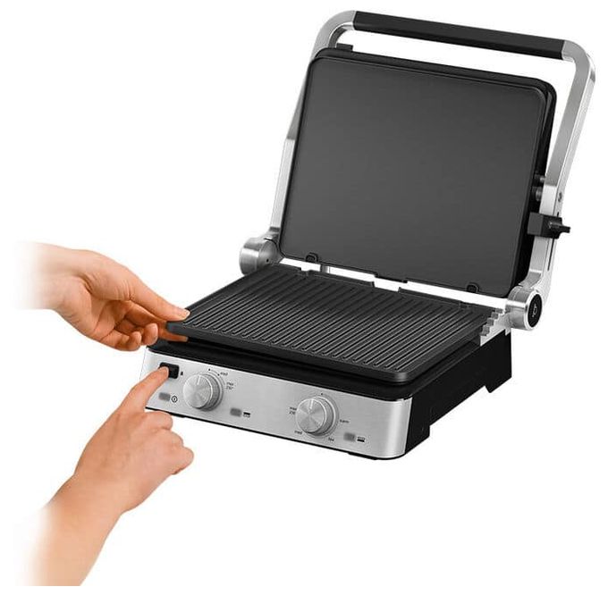 2000 W mit 290 x 230 mm Fläche  CG7020 Kontaktgrill (Schwarz, Edelstahl) 