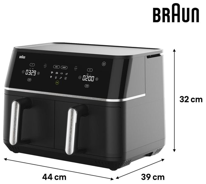 Doppel Heißluftfritteuse 10 l 2400 W  TD5030IBK (Schwarz, Silber) 