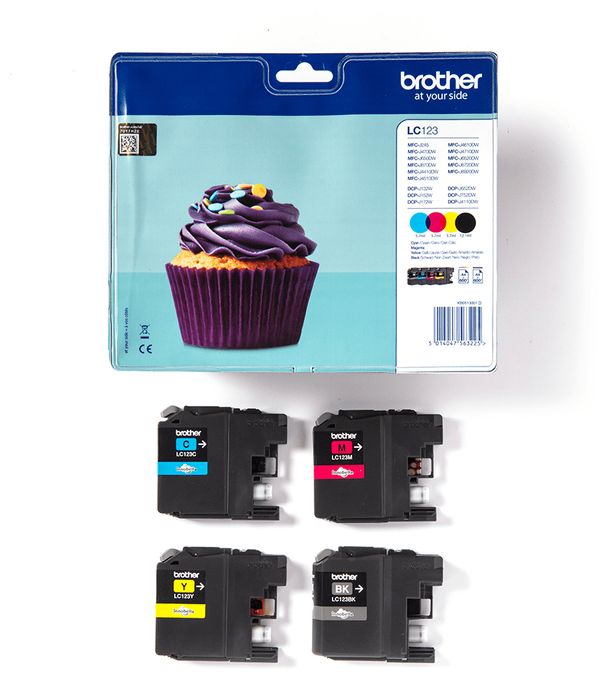 originale Druckerpatronen Schwarz, Cyan, Magenta, Gelb 600 Seiten LC-123VALBP 
