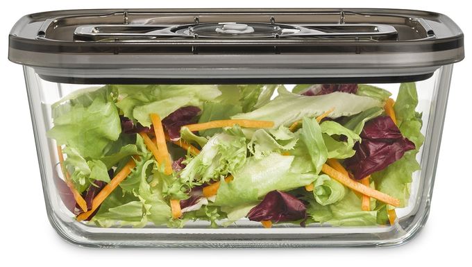 Container Rechteckig 1,5 l Glas  VacuBoxx Eco L (Grau, Transparent) 