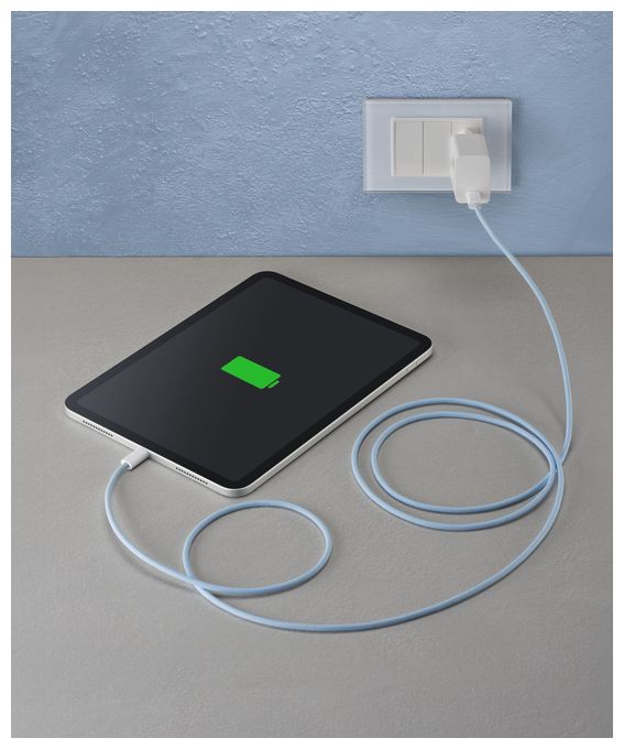 Stecker Rundkabel USB C auf USB C bis 60 W 2 m  Flexforce Cable (Blau) 