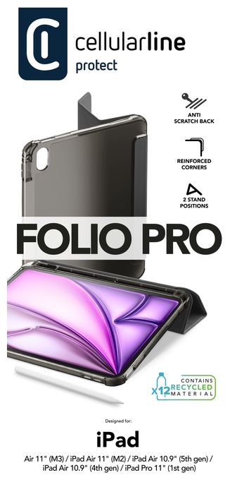 Folio aus Kunstleder für Apple iPad Air 10.9" (2022), iPad Air 10.9'' (2020), iPad Pro 11'' (2018), iPad Air 11'' (2024) bis 27,9 cm (11") (Schwarz) Folio Pro 