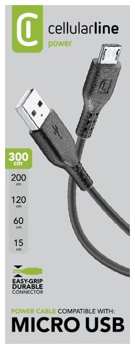 USB A auf Micro-USB B bis 10 W 3 m  Power Cable (Schwarz) 