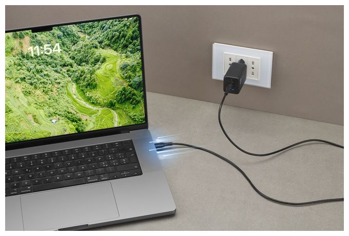 Stecker Rundkabel USB C auf USB C bis 100 W 1,2 m  Power Data Cable (Schwarz) 