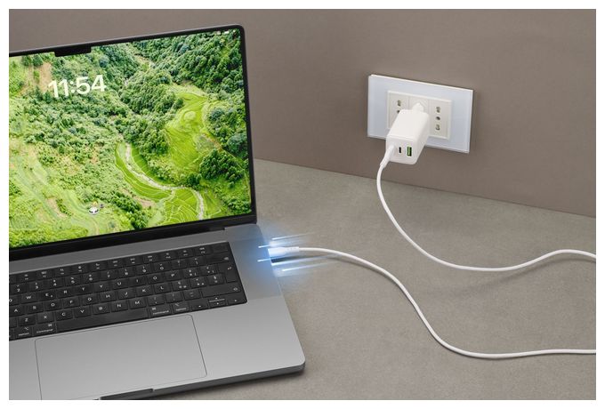 Stecker Rundkabel USB C auf USB C bis 100 W 2 m  Power Data Cable (Weiß) 