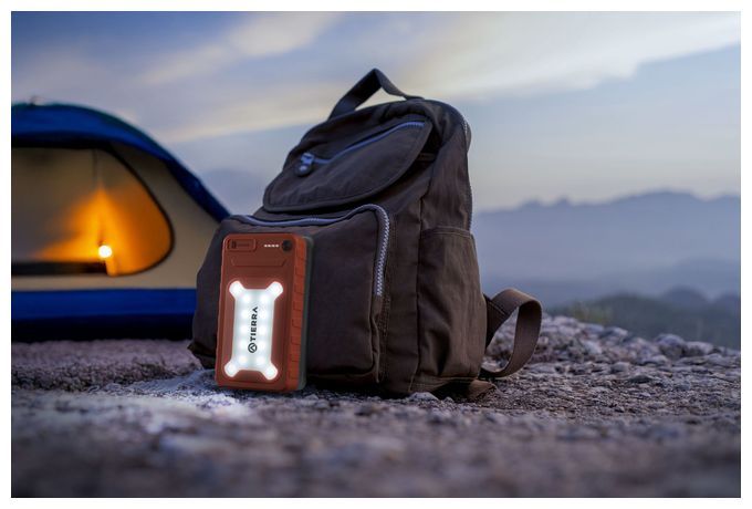 SOLAR POWER BANK PRO 4 ETFE SOLARPANELS 1.5W 10000 MAH 20W DOPPEL USB A+C ANSCHLUSS ORANGE 