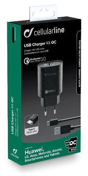 USB Charger Kit 18W - USB-C - Huawei, Xiaomi, Wiko, Asus and other smartphone 