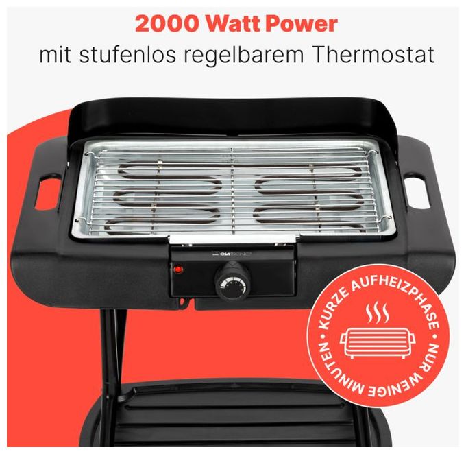 1 Zone(n) 2000 W  BQS3842 2 in 1 Stand und Tischgrill (Schwarz) 