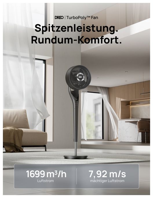 1700 m³/h Ventilator Stand 25 dB  TurboPoly 154 (Schwarz) 
