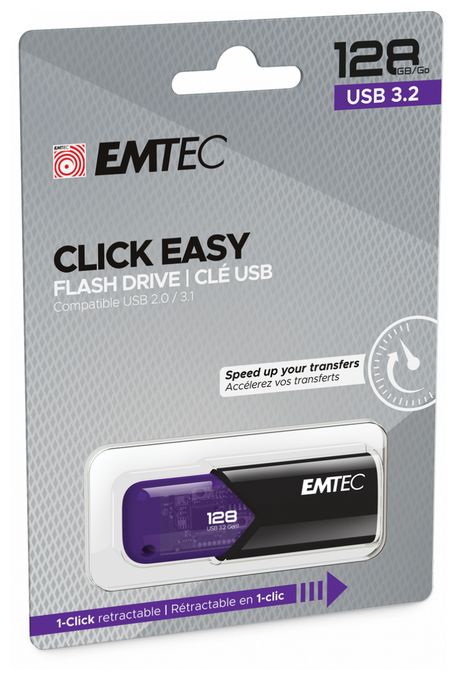 USB Typ-A Stick 128 GB  B110 Click Easy (Schwarz, Violett) 